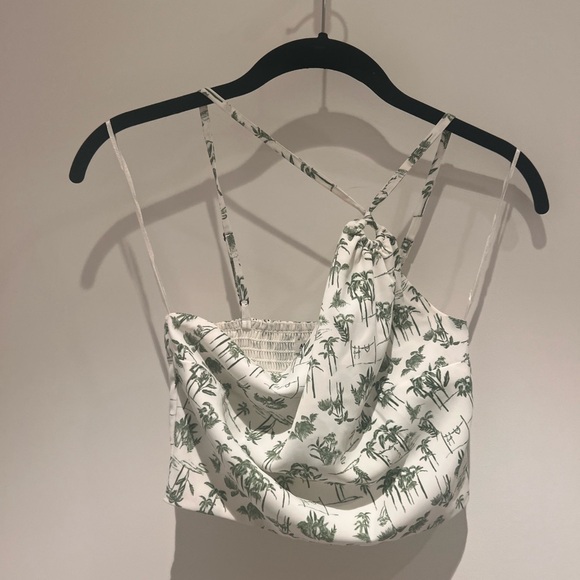 Abercrombie & Fitch Asymmetrical One Shoulder Top with Palm Tree Pattern XS - Picture 1 of 6